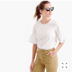 J Crew white Bell Sleeve button back top